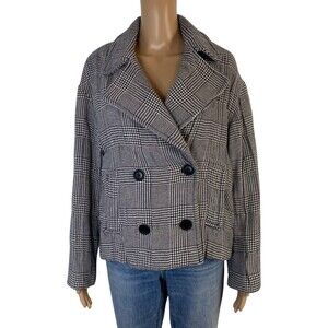 NWT Zara Gray Black Plaid Checkered Padded Jacket Size Small